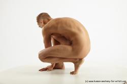 Nude Man White Standing poses - ALL Slim Short Blond Standing poses - knee-bend Realistic